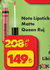 NOTE LİPSTİCK MATTE QUEEN RUJ fiyat ve kampanya bilgisi